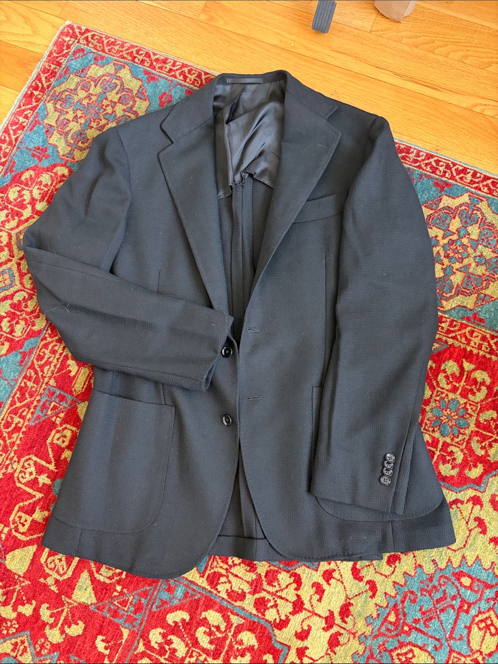 Men's Black Textured Two-Button Sport Coat Blazer from Ring Jacket